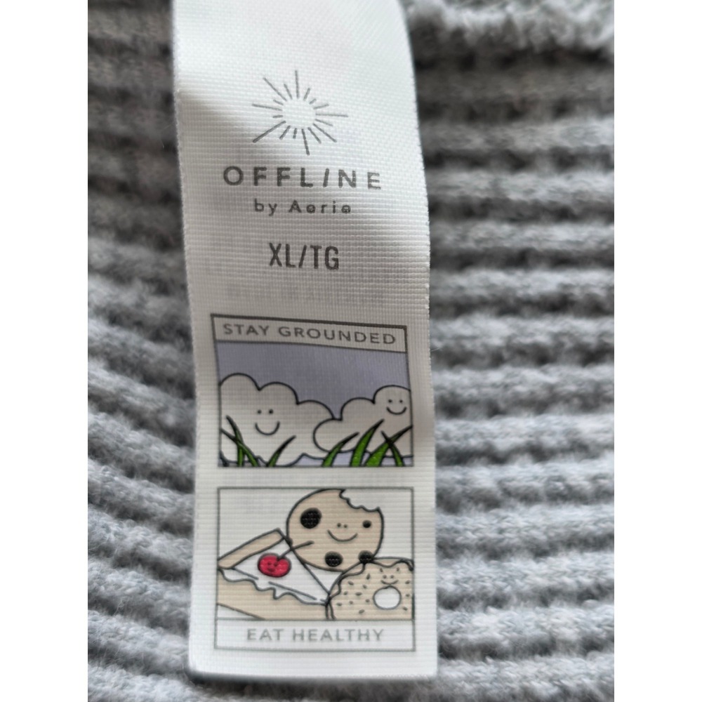 OFFLINE by Aerie Wow Waffle Knit Oversized Top XL Long Sleeves Thumbholes Gray - Picture 12 of 14